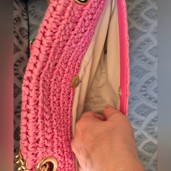 INC International Ajae Soft Crochet Straw Medium Studded Shoulder Bag - Picture 15 of 16